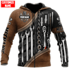 Joycorners Personalized Name Mechanic Unisex Shirts with Leather patten, 3D Mechanic Shirt