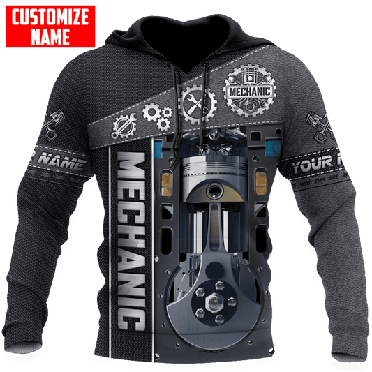 Joycorners Custom Name Mechanic Piston Printed 3D Hoodie