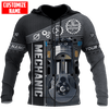 Joycorners Custom Name Mechanic Piston Printed 3D Hoodie