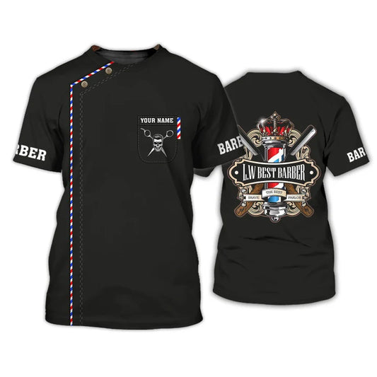 Barber Shop Personalized Name Skull 3D Shirt