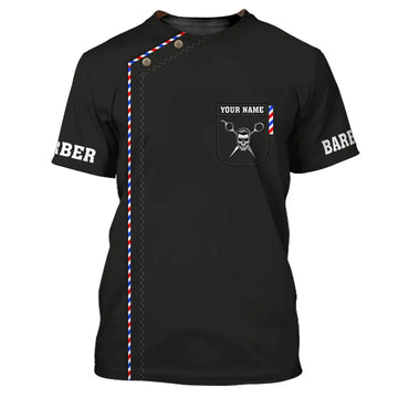 Barber Shop Personalized Name Skull 3D Shirt
