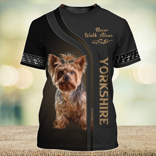 Joycorners Yorkshire Lover Never Walk Alone 3D Custom Name And Dog Full Print Shirts