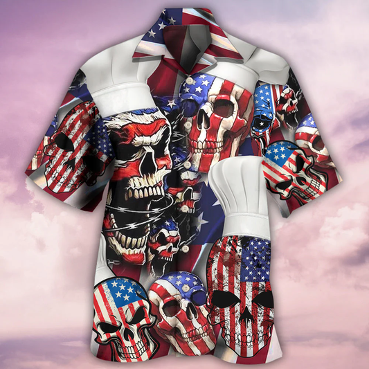 Joycorners SKULL CHEF AMERICA INDEPENDENCE DAY HAWAIIAN SHIRT HOODIFIZE