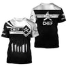 Joycorners CHEF TSHIRT COOK 3D ALL OVER PRINTED BLACK & WHITE CUSTOM NAME 3D SHIRTS