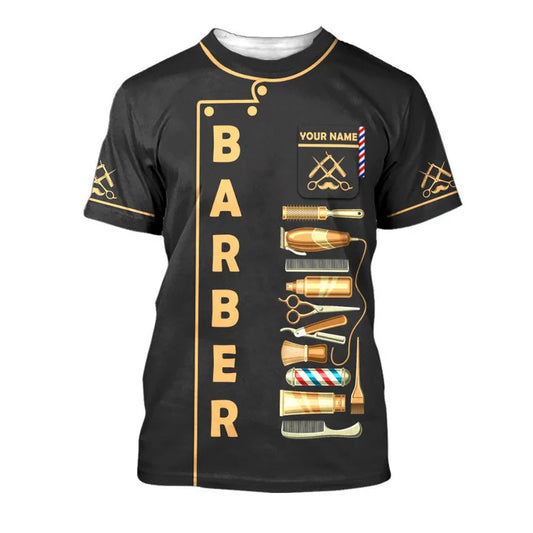 Barber Tools Personalized Name 3D Shirt