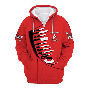 Joycorners CHEF PERSONALIZED ZIPPER HOODIE CHEF APPAREL CHEF WEAR COOK ZIPPER HOODIE CHEF UNIFORM