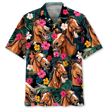 FUNNY HORSE TROPICAL HAWAIIAN SHIRT