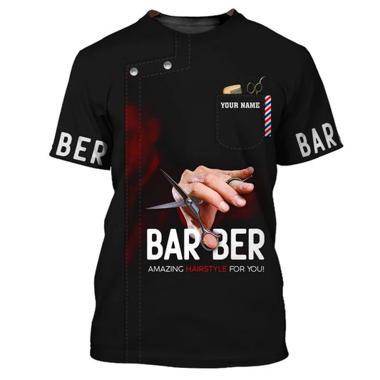 Barber Tools Personalized Name 3D Shirt