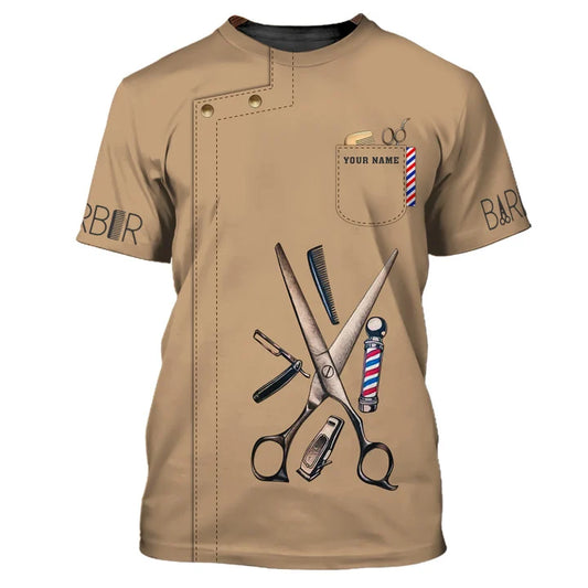 Barber Tools Personalized Name 3D Shirt