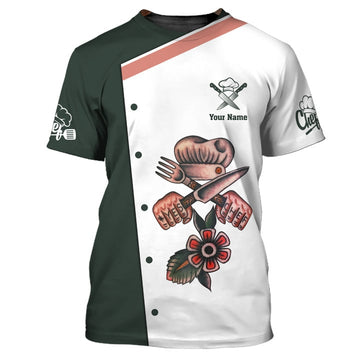 Joycorners CHEF TATTOO CUSTOM NAME 3D UNIFORM CHEF SHIRTS PERSONALIZED CHEF