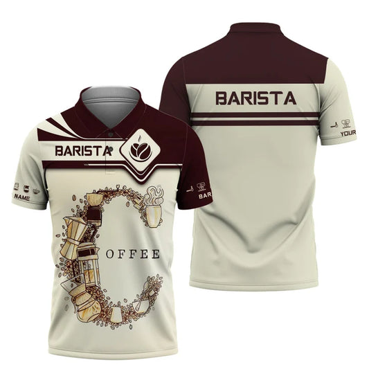 Barber Personalized Name BARISTA Shirt COFFEE Pattern