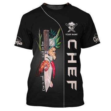 Joycorners THE LOVE OF COOKING CUSTOM NAME 3D CHEF SHIRTS PERSONALIZED GIFT FOR COOKING LOVERS