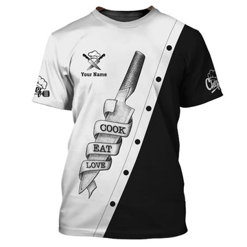 Joycorners CHEF TATTO CHEF EAT LOVER PESONALIZED NAME 3D CHEF SHIRTS