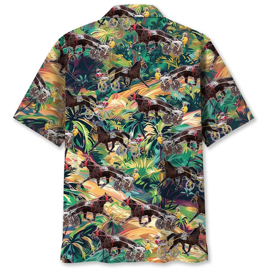 TROPICAL TERRAIN HORSE HARNESS RACING HAWAIIAN SHIRT