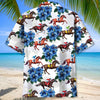 HORSE RACING BLUE HAWAIIAN SHIRT