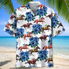 HORSE RACING BLUE HAWAIIAN SHIRT