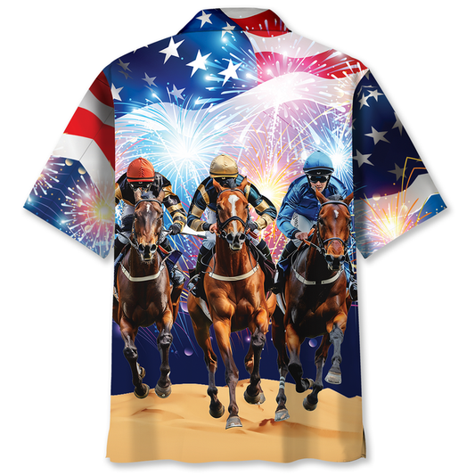 USA JOCKEY HORSE RACING HAWAIIAN SHIRT