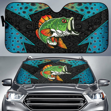 Joycorners Largemouth Bass Fishing Pattern Printing Car Auto Sun Shade