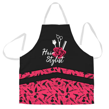 Joycorners Pink Hairdresser Pattern All Over Printed 3D Apron