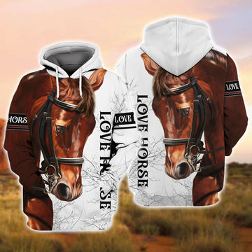 Joycorners Love Horse White Custom Name 3D Shirts