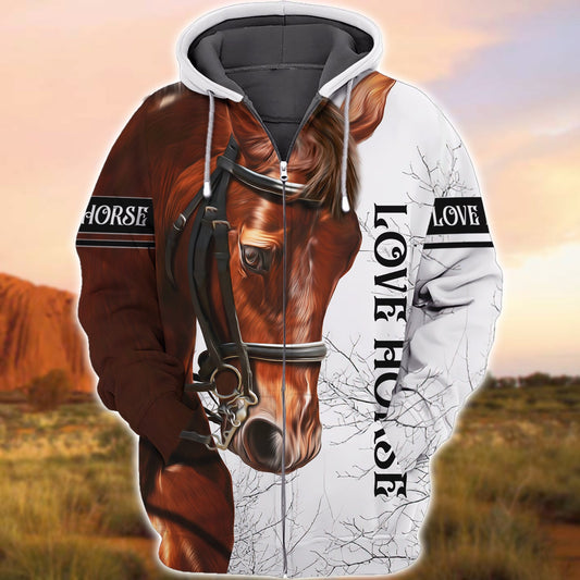 Joycorners Love Horse White Custom Name 3D Shirts