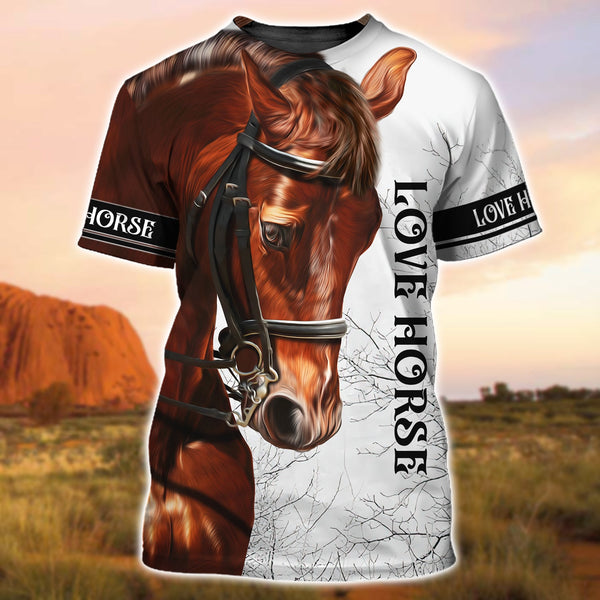 Joycorners Love Horse White Custom Name 3D Shirts