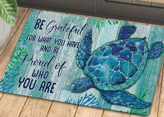 Joycorners Turtle Doormat, Be Grateful For What You Have Gift For Turtle Lovers, Housewarming Gift, Turtle Decor LM0210
