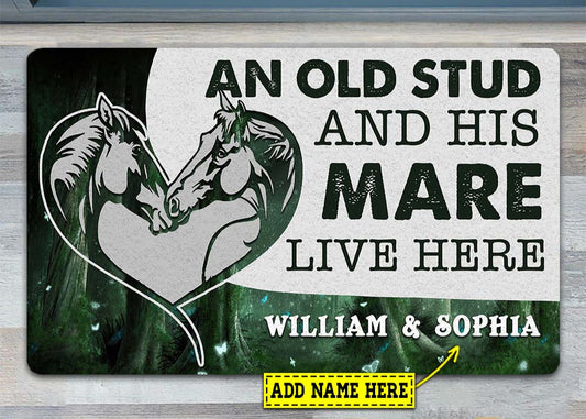 Joycorners Personalized Horse Doormat, An Old Stud And His Mare Live Here Gift For Horse Lovers, New Home Gift, Housewarming Gift, Horse Decor LM0210
