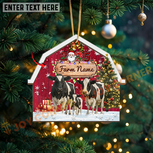 Joycorners Cattle Lovers Christmas Gift Red Barn Custom Shape Acrylic Ornament 2025 (14 Breed Options)