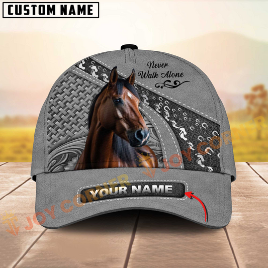 Joycorners Quarter Horse Gray Leather Pattern Personalized Name 3D Cap