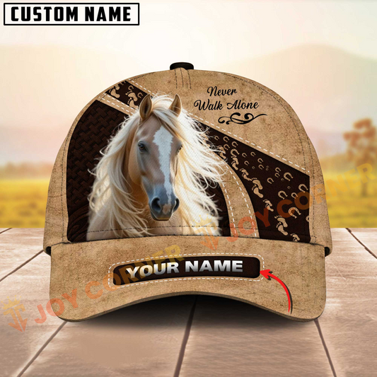 Joycorners Palomino Horse Leather Pattern Personalized Name 3D Cap