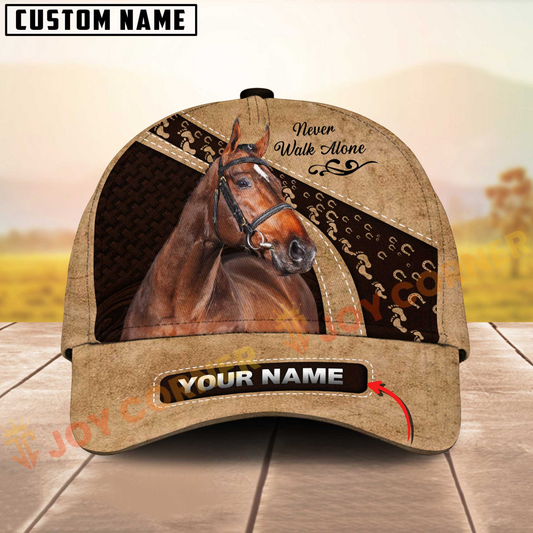 Joycorners Thoroughbred Horse Leather Pattern Personalized Name 3D Cap