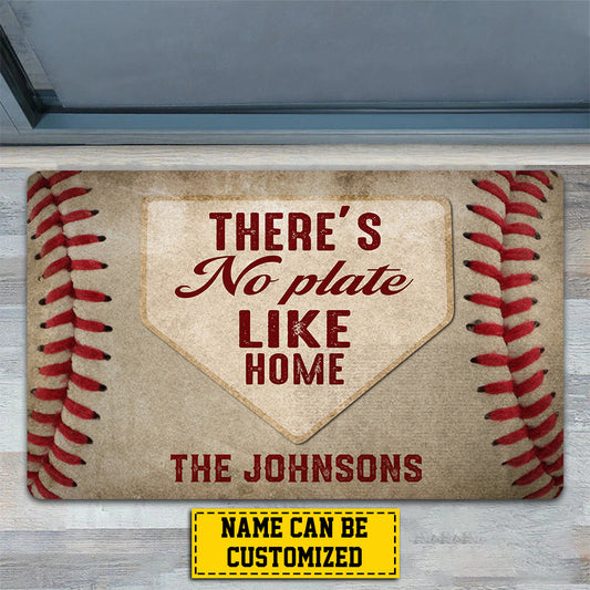 Joycorners Funny Baseball Doormat, There's No Plate Like Home, Personalized Baseball Doormat For Home Decor Housewarming Gift, Welcome Mat Gift For Baseball Lovers LM0210