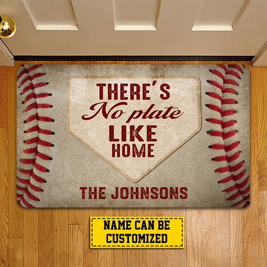 Joycorners Funny Baseball Doormat, There's No Plate Like Home, Personalized Baseball Doormat For Home Decor Housewarming Gift, Welcome Mat Gift For Baseball Lovers LM0210