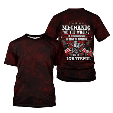 Joycorners Mechanic Shirt Doing The Impossible For The Ungrateful Skull Wrench Patriotic American Flag Auto Repair Garage Workwear Gift PT2609
