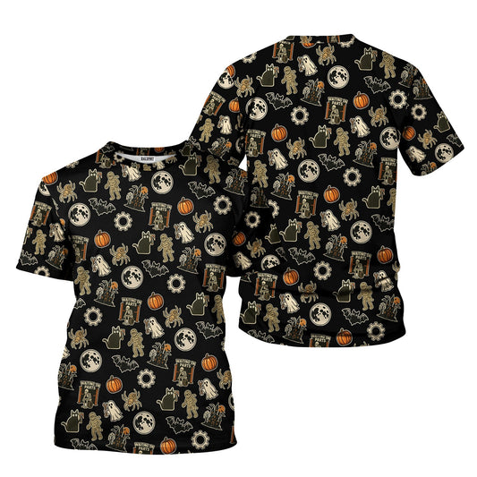 Joycorners Funny Halloween Mechanic T Shirt, Spooky Pumpkin Ghost Mummy Spider Bat Moon Costume Tee Funny Scary Shirt for Mechanic PT2609