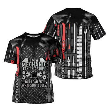 Joycorners I'm A Mechanic I Can't Fix Stupid T-Shirt – Funny Mechanic Shirt Gift, Tool Lover Apparel, Best Gift for Mechanics & DIY Enthusiasts PT2609