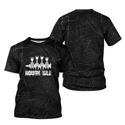 Joycorners Rough Idle Mechanic Shirt, Car Engine Graphic Tee for Auto Enthusiasts, Car Lovers, and Gearheads, Unique Engine Design Shirt for Men & Women PT2609