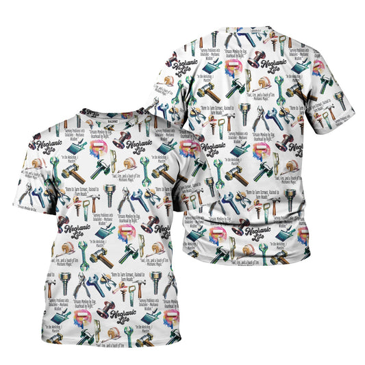 Joycorners Mechanic Life T-Shirt, Funny Gearhead Quote, Tool Design, Perfect Gift for Mechanics & Auto Enthusiasts, Adjustable Sizes, Premium Quality PT2609