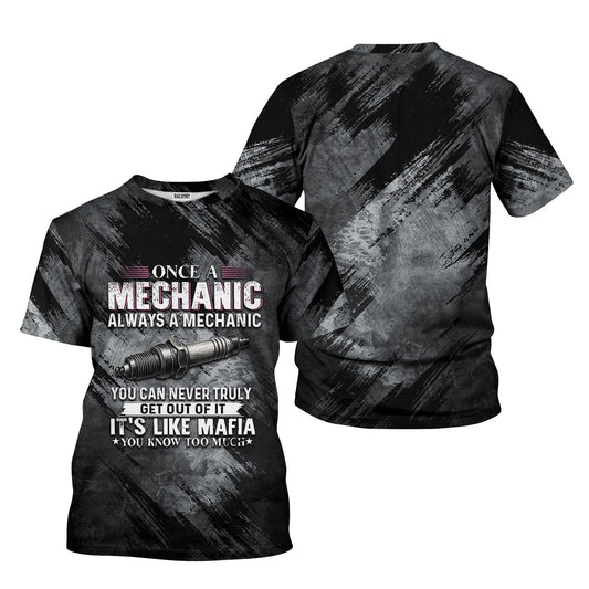 Joycorners Once A Mechanic Always A Mechanic Shirt Funny Printed Vintage Mechanic Unisex T Shirt Spark Plug Design PT2609