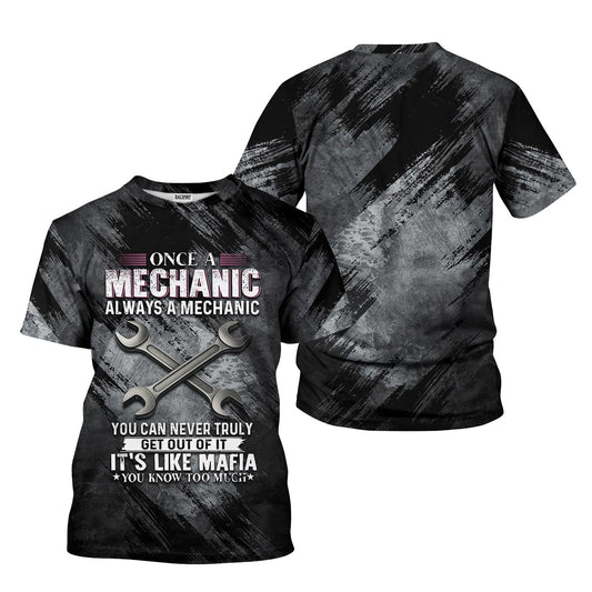 Joycorners Once A Mechanic Always A Mechanic Shirt Funny Printed Vintage Mechanic Unisex T Shirt Wrench Design PT2609