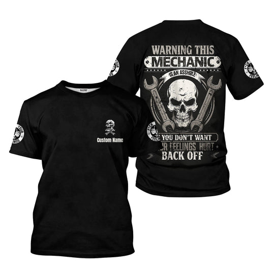 Joycorners Personalized Mechanic Shirt, Warning This Mechanic If You Don't Want Your Feelings Hurt Back Off, Gift For Men PT2609