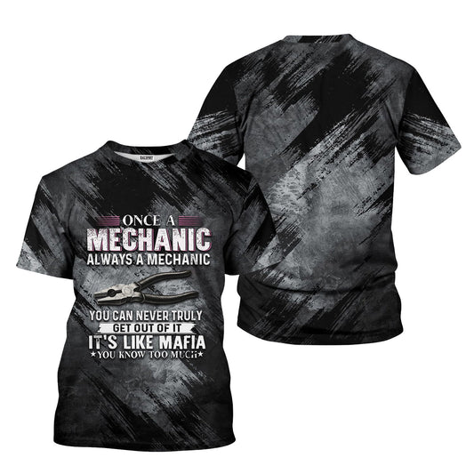 Joycorners Once A Mechanic Always A Mechanic Shirt Funny Printed Vintage Mechanic Unisex T Shirt Pliers Design PT2609
