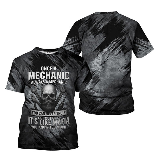 Joycorners Once A Mechanic Always A Mechanic Shirt Funny Printed Vintage Mechanic Unisex T Shirt Skull and Mechanic Tools Design PT2609