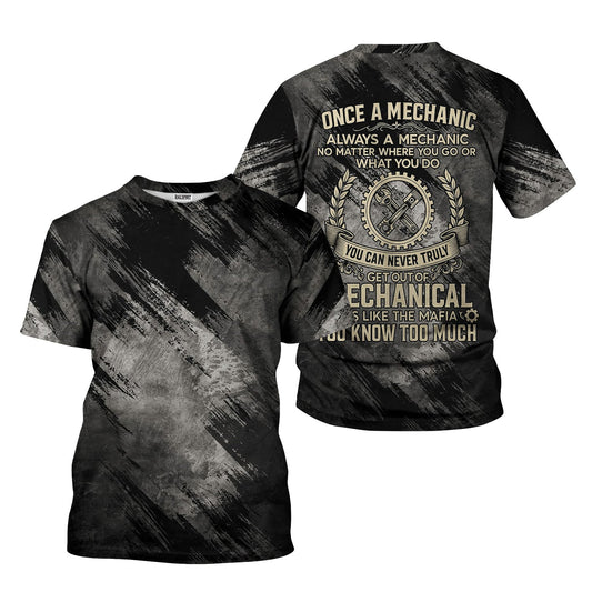 Joycorners You Can Never Truly Get Out Of Mechanical Shirt Funny Printed Vintage Mechanic Unisex T Shirt Engine Piston and Wrench Design PT2609