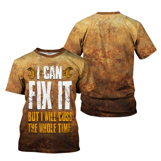Joycorners Vintage Mechanic Shirt I Can Fix It But I Will Cuss The Whole Time T Shirt PT2609
