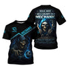 Joycorners Personalized T-Shirt I Am A Grumpy Old Mechanic Blue Flame Grim Reaper Design Shirt For Mechanics PT2609