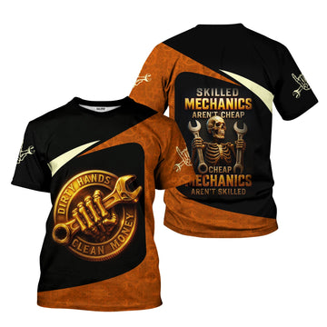 Joycorners Personalized T-Shirt Skill Mechanics Hand Clean Money Shirt For Mechanics PT2609