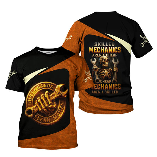 Joycorners Personalized T-Shirt Skill Mechanics Hand Clean Money Shirt For Mechanics PT2609