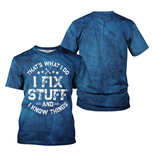 Joycorners Vintage Mechanic Shirt That's What I Do I Fix Stuff And I Know Things T Shirt PT2609